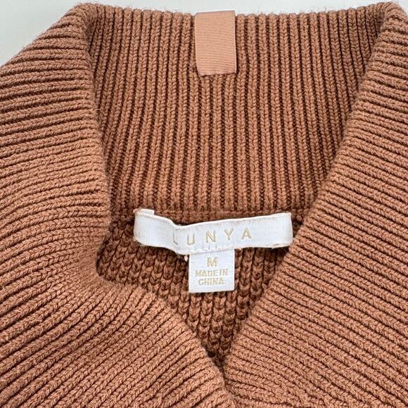 Lunya Cozy Cotton Silk Pocket Henley Pullover Sweater in Humble Brown Medium - Picture 8 of 11